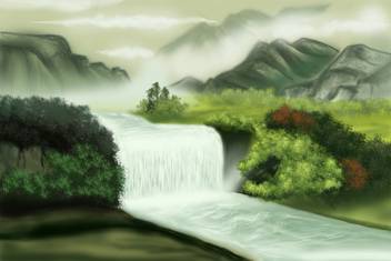 Art Factory Vaastu Feng Shui Waterfall Canvas 24 Inch X 36 Inch