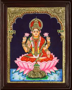 Myangadi Lakshmi Tanjore Painting Canvas 8 Inch X 10 Inch Painting