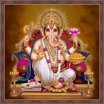 Art Factory Lord Ganesha Painting With Frame Canvas 20 Inch X 20