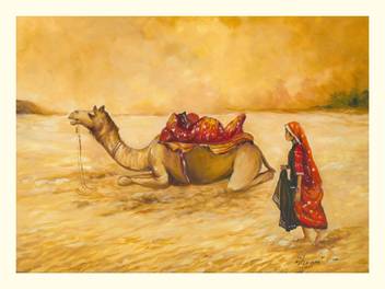 Royal Canvas Art Woman With Camel Canvas 18 Inch X 24 Inch