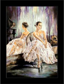 Artzfolio The Ballerina Sitting Near A Mirror Framed Art Print