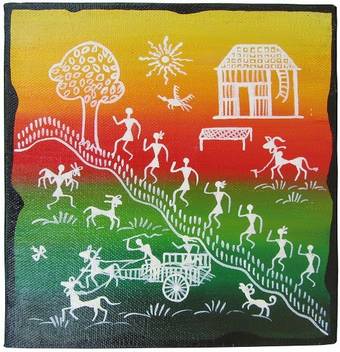 Mirracrafts Warli Art Mountain Climbing Small Multicoloured