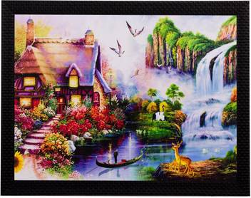 Ecraftindia Beautiful House View Matt Textured Uv Oil 11 Inch X 14