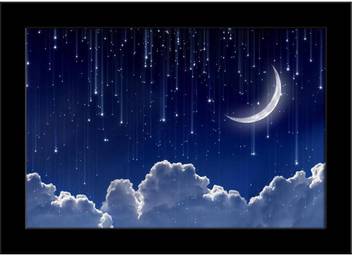 Artzfolio Night Sky With Moon And Stars Framed Art Print Digital