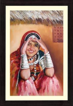 Royal Canvas Art Rajasthani Village Woman Canvas 20 Inch X 14 Inch