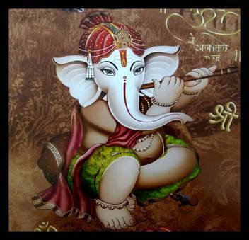 Dkh Ganesh Ji Flute Art Canvas 12 Inch X 12 Inch Painting Price In