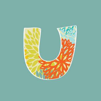 Pitaara Box Floral Letter U Unframed Wall Art Painting Print