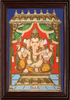 Myangadi Ganesha Tanjore Painting Canvas 24 Inch X 36 Inch