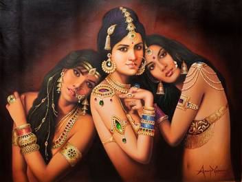 Exotic India Indian Beauties Oil 36 Inch X 48 Inch Painting Price In India Buy Exotic India Indian Beauties Oil 36 Inch X 48 Inch Painting Online At Flipkart Com