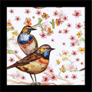 Artzfolio Birds Framed Art Print Digital Reprint 7 Inch X 7 Inch