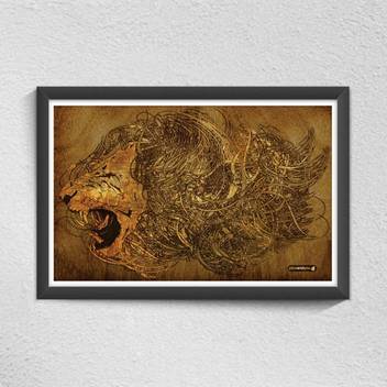 Pics And You Abstract Lion Side View Digital Reprint 12 Inch X 18