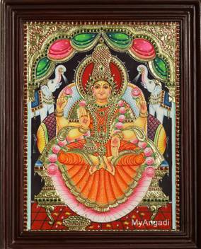 Myangadi Gajalakshmi Tanjore Painting Canvas 12 Inch X 15 Inch