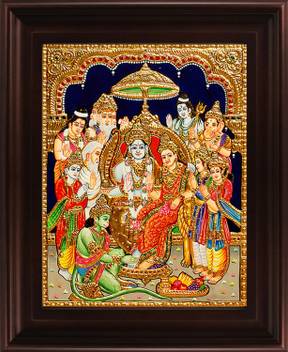 Myangadi Ramar Pattabishekam Tanjore Canvas 20 Inch X 16 Inch