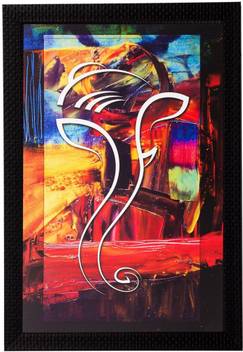 H Decor Abstract Lord Ganesha Matt Textured Canvas 20 Inch X 14
