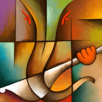Art Factory Lord Ganesha Canvas 24 Inch X 24 Inch Painting Price