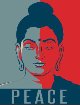 Tallenge Modern Art Buddha Peace Unframed Rolled A3 Size