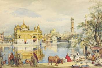 Ocher Art 30x20 Inches Golden Temple Canvas 20 Inch X 30 Inch