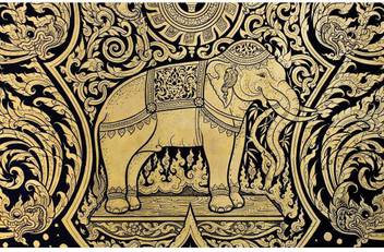 Pitaara Box Thai Style Elephant Framed Wall Art Painting Print