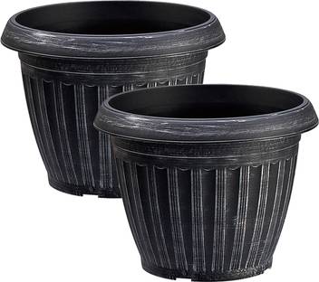 Citigardener Set Of 2 Large Silver Classic Designer Garden Pot