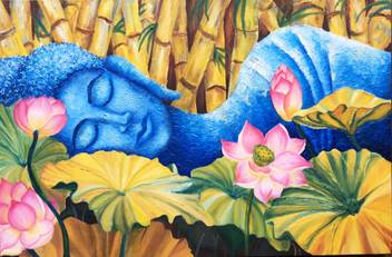 Tallenge Sleeping Buddha Large Size Ready To Frame Rolled