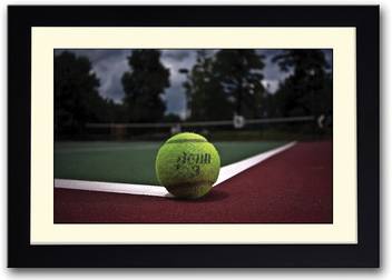 Yellow Tennis Ball On Court Fine Art Print Sports Posters In