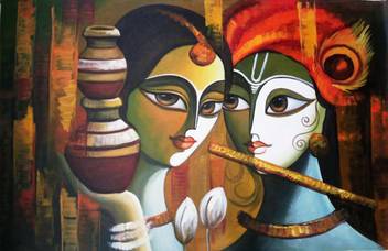 Colormart Radha Krishna Paintings Photographic Paper Religious