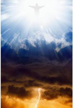 Jesus Christ In Blue Sky With Clouds Premium Poster Paper Print