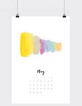 Wall Calendar 2017 Water Color Digital Print Art 12x18 Inch 12