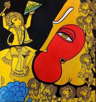 Lord Hanuman Indian Contemporary Art Laminated Poster