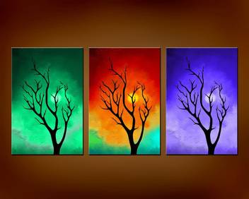Abstract Modern Art Canvas Painting X 3 Nos Canvas Art Nature
