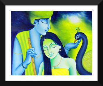 Tallenge Radha Krishna Painting Premium Quality A3 Size Framed