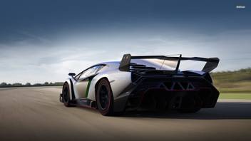 Athah Gray Lamborghini Veneno Rear View Poster Paper Print