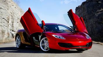 Athah Red Mclaren Mp4 12c With Open Doors Poster Paper Print