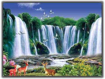 Waterfall With Nature 0562 Poster Photographic Paper Abstract