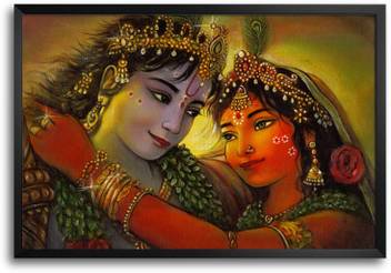 Radha Krishna Beautiful Paint Art Laminated Framed Paper Print