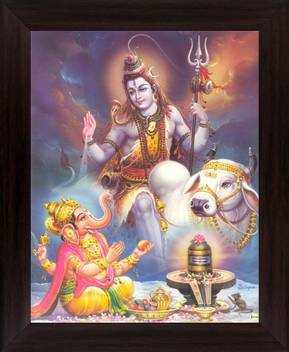 Lord Ganesha Bal Ganesh Praying Lord Shiva Poster Paper Print
