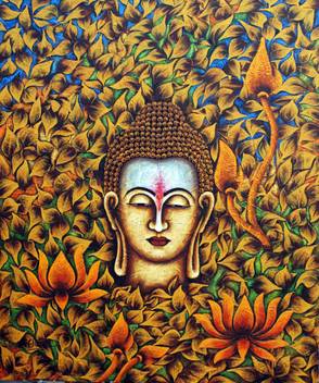 Tallenge Buddha With Flowers And Leaves Large Size Ready To