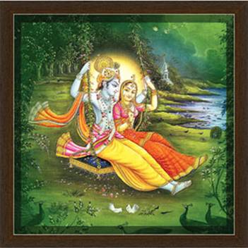 Shree Radha Krishna On Swing Frame By Returnfavors Canvas Art