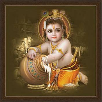Vintage Art Makhan Chor Bal Krishna Frame By Returnfavors Canvas