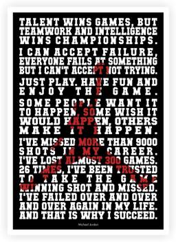 Lab No 4 Michael Jordan Famous Inspirational Quotes Poster Paper