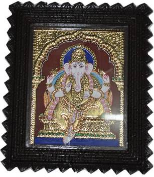 Ganesha Tanjore Painting 2 Canvas Art Decorative Posters In
