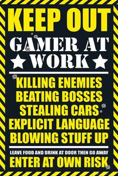 Keep Out Gamer At Work Paper Print Quotes Motivation
