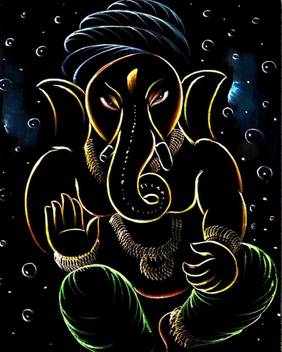 Painting Without Frame Ganesha Outline Canvas Art Religious