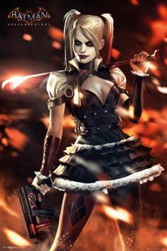Eurekadesigns Poster Batman Arkham Knight Harley Quinn Fire Paper