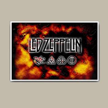 Led Zeppelin Logo On Fire Wall Hang Fine Art Print Abstract