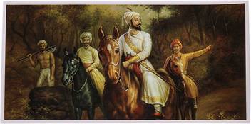 Shivaji Maharaj On Horse Paper Print Personalities Posters In
