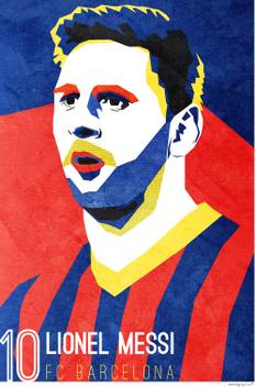 Ink And Graphite Lionel Messi Barcelona Wpap Poster Paper Print