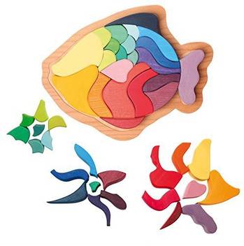 Grimm S Spiel And Holz Design Grimm S Large Rainbow Fish Wooden Creative Puzzle Of Thick Blocks With Storage Frame X Size Grimm S Large Rainbow Fish Wooden Creative Puzzle Of Thick Blocks With