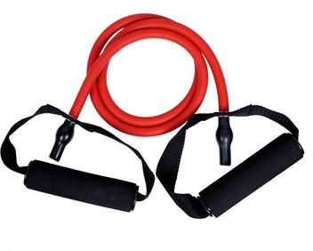 Latex tube exerciser with d handles clearance
