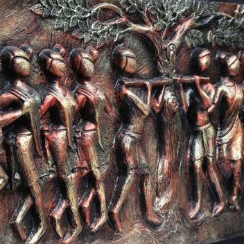 Purbi Crafts Textured Fibre Arjun On Chariot 3d Wall Hanging